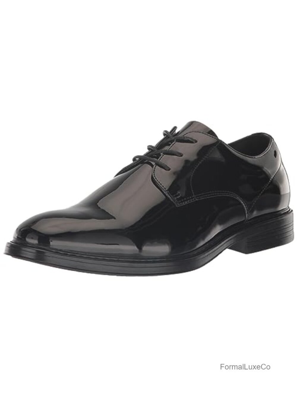 Faux Patent Leather Plain Toe Oxford Formal Lace Up Tuxedo Shoe